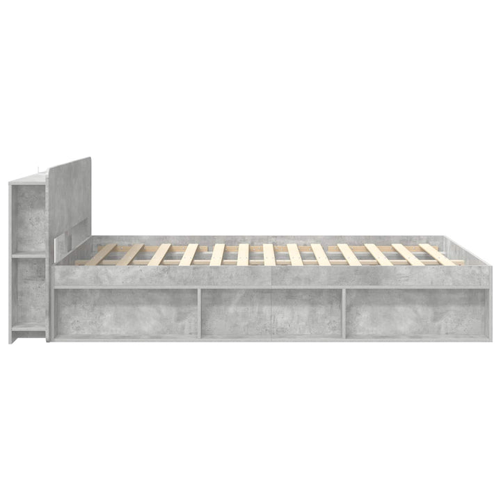 Sengestel med opbevaring Betongrå 140 x 190 cm Konstrueret træ