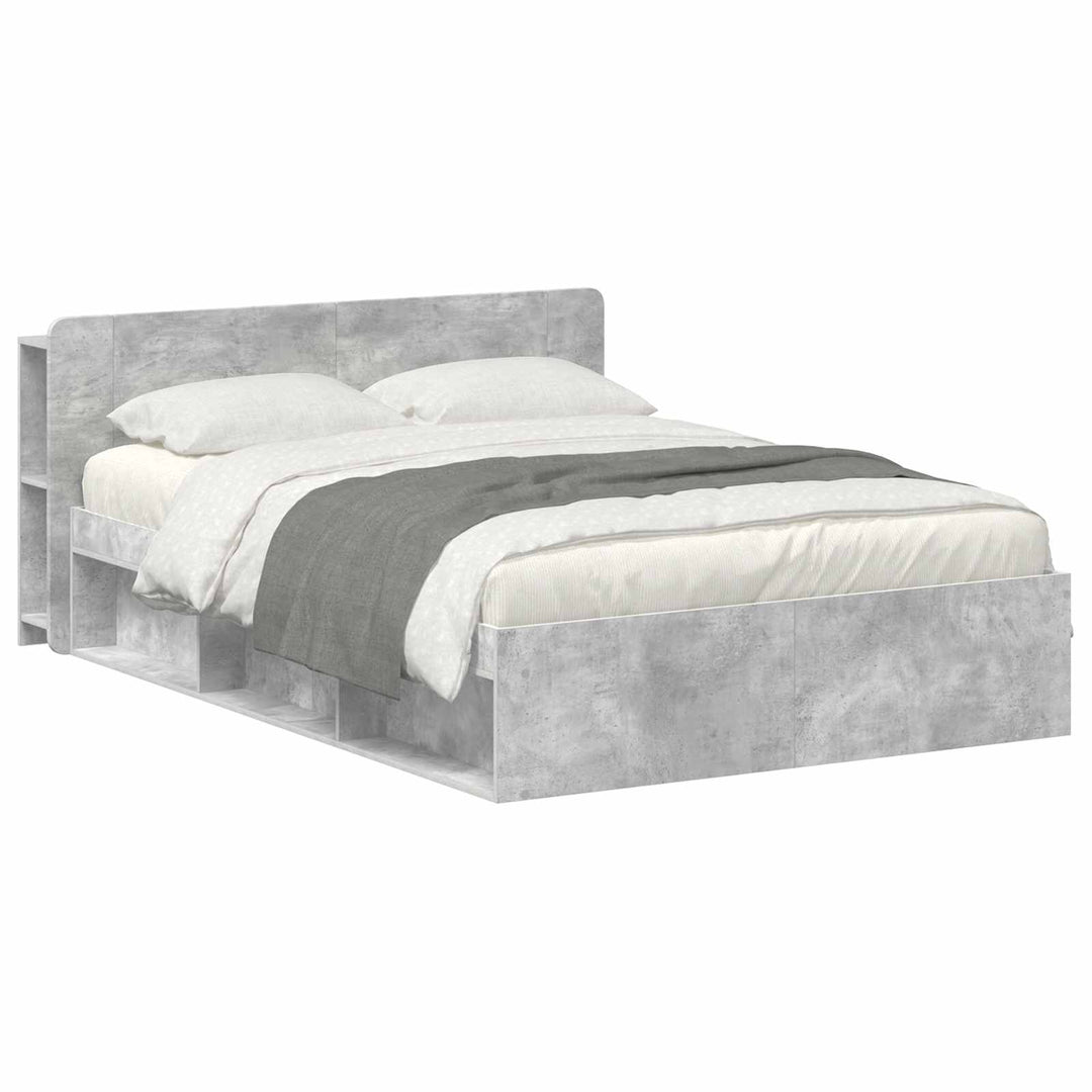 Sengestel med opbevaring Betongrå 140 x 200 cm Konstrueret træ
