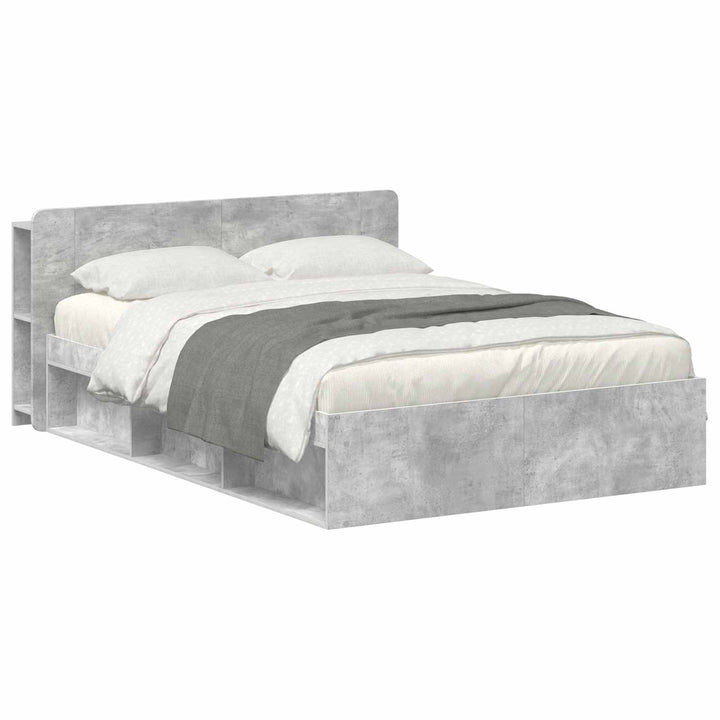 Sengestel med opbevaring Betongrå 140 x 200 cm Konstrueret træ
