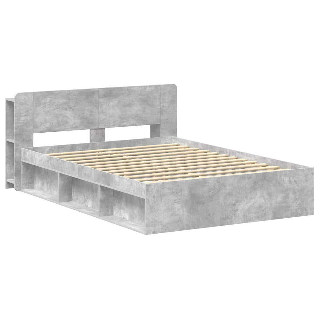 Sengestel med opbevaring Betongrå 140 x 200 cm Konstrueret træ