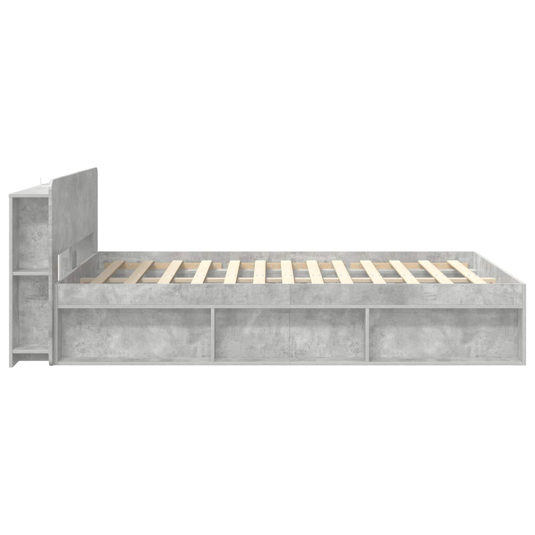 Sengestel med opbevaring Betongrå 140 x 200 cm Konstrueret træ