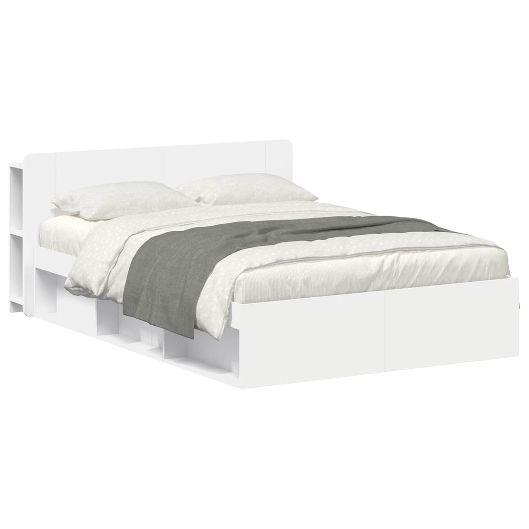 Sengestel med opbevaring Hvid 140 x 200 cm Konstrueret træ