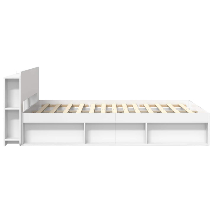 Sengestel med opbevaring Hvid 140 x 200 cm Konstrueret træ