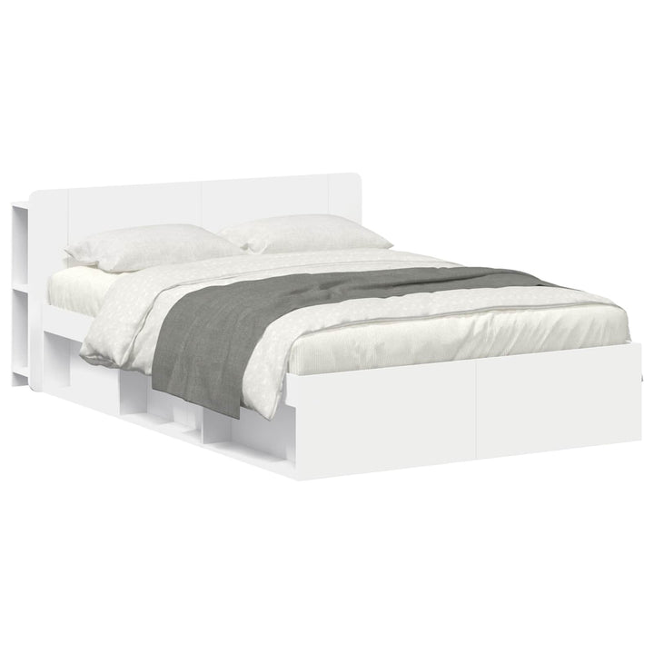Sengestel med opbevaring Hvid 150 x 200 cm Konstrueret træ