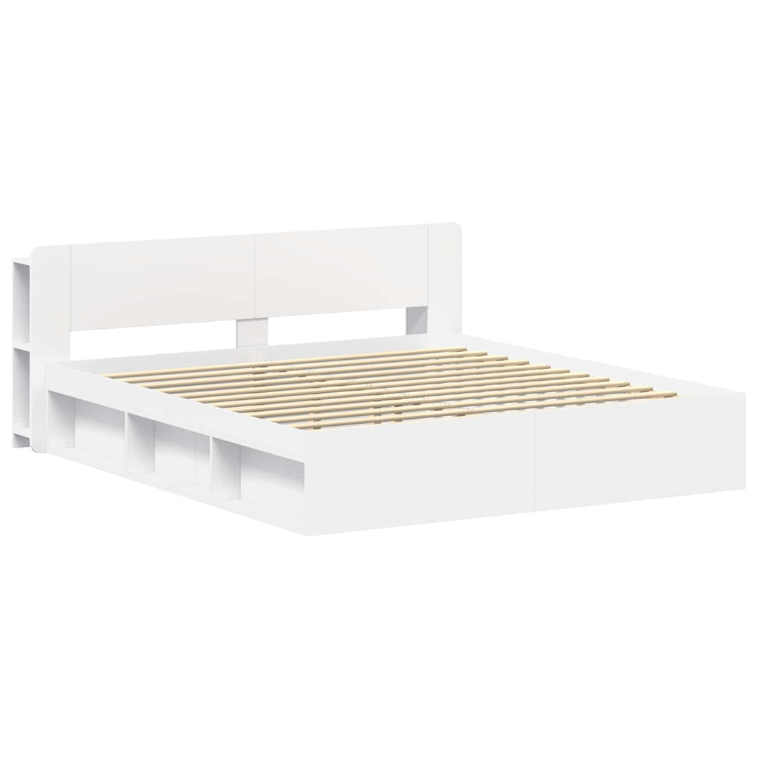 Sengestel med opbevaring Hvid 180 x 200 cm Konstrueret træ
