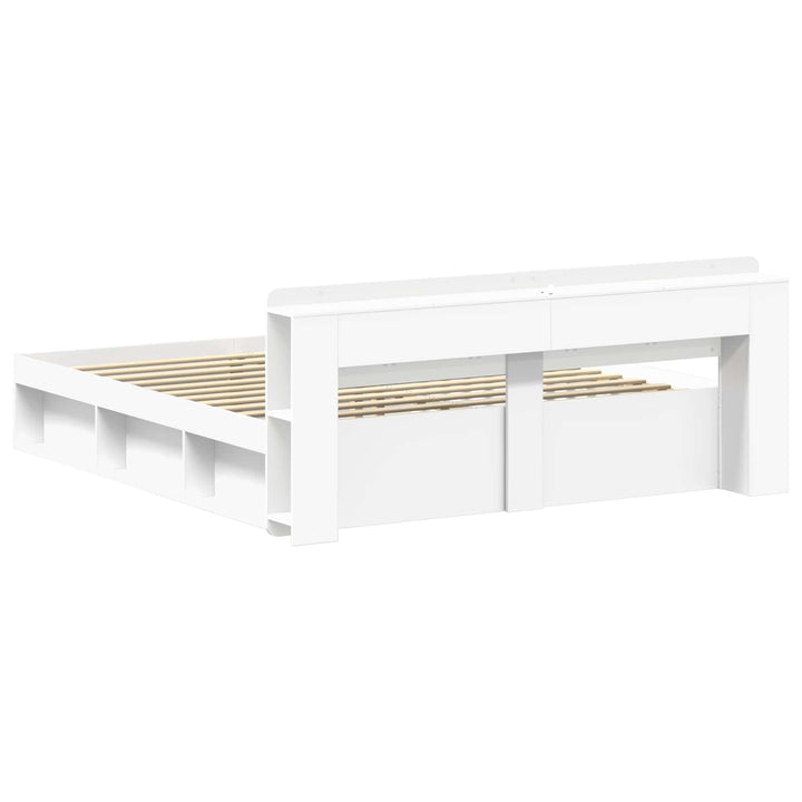 Sengestel med opbevaring Hvid 180 x 200 cm Konstrueret træ
