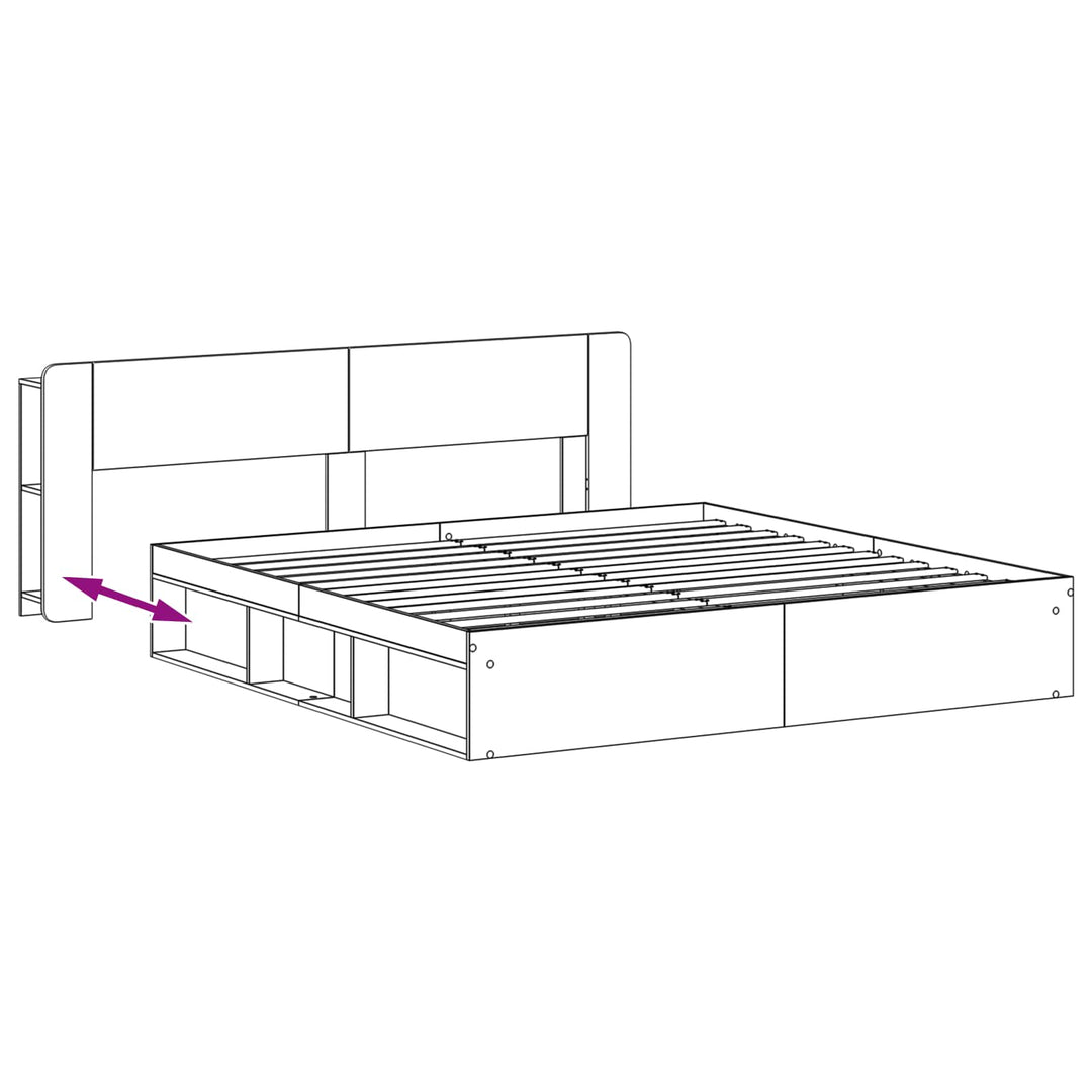 Sengestel med opbevaring Hvid 180 x 200 cm Konstrueret træ