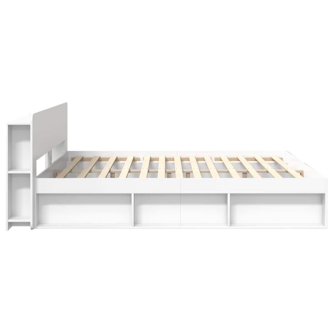 Sengestel med opbevaring Hvid 180 x 200 cm Konstrueret træ