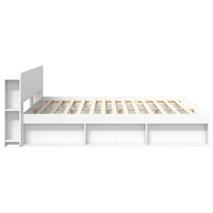 Sengestel med opbevaring Hvid 180 x 200 cm Konstrueret træ