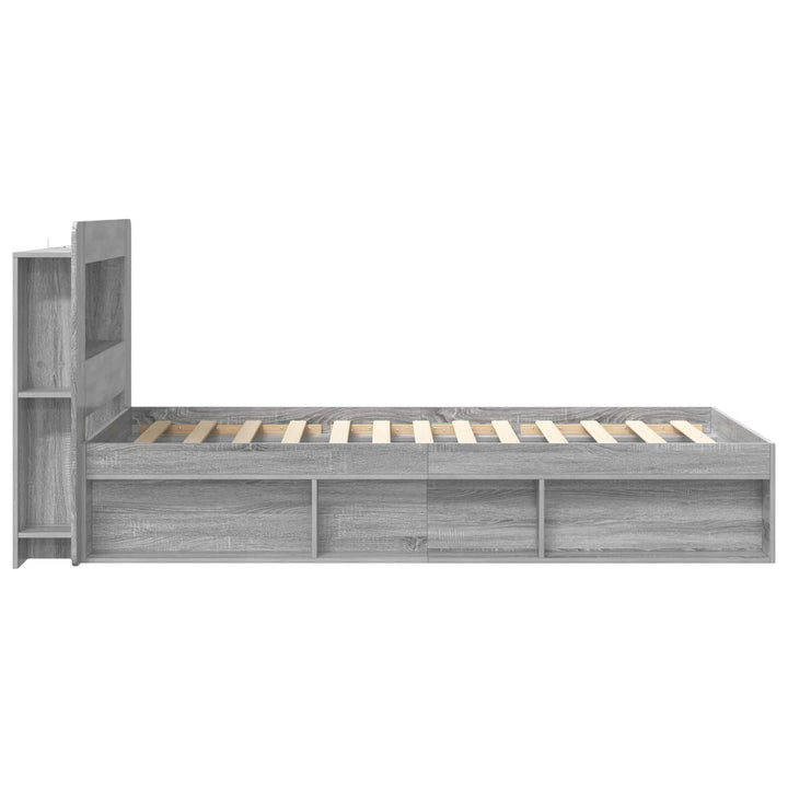Sengestel med opbevaring Grå Sonoma 75 x 190 cm Konstrueret træ