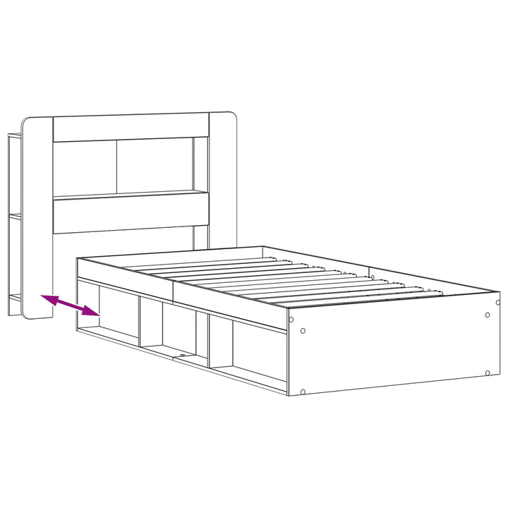 Sengestel med opbevaring Betongrå 80 x 200 cm Konstrueret træ
