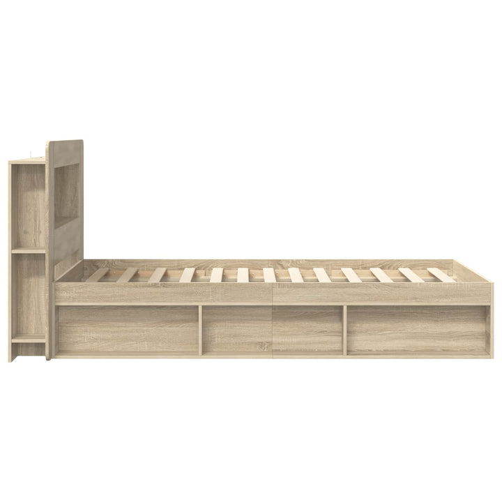 Sengestel med opbevaring Sonoma-eg 80 x 200 cm Konstrueret træ