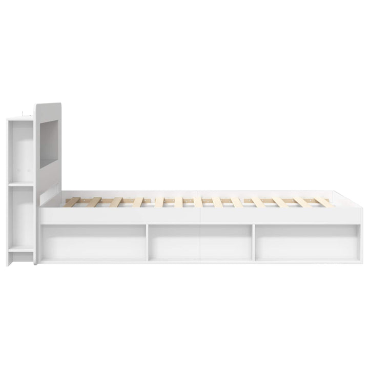 Sengestel med opbevaring Hvid 80 x 200 cm Konstrueret træ