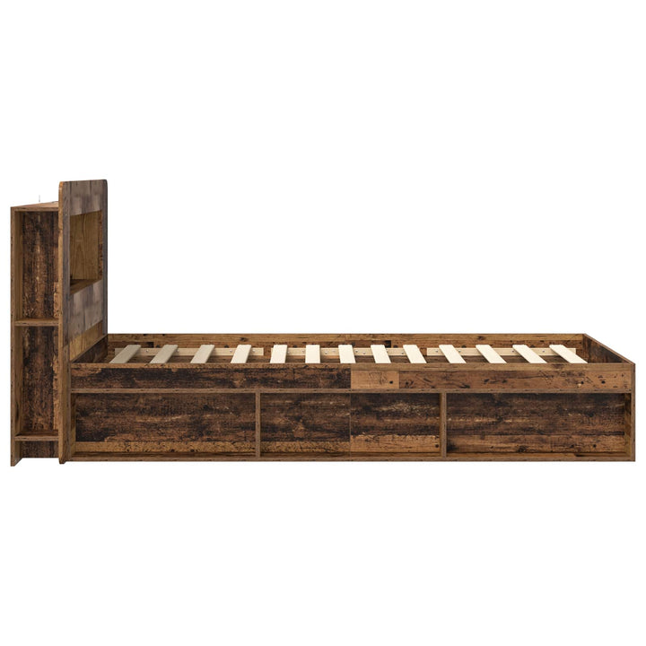 Sengestel med opbevaring med hovedgærde Gammelt træ 90 x 190 cm