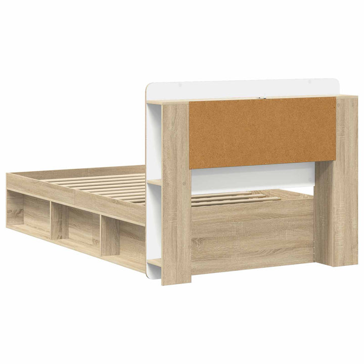 Sengestel med opbevaring Sonoma-eg 90 x 190 cm Konstrueret træ