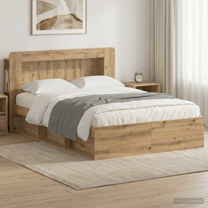 Sengestel med opbevaring med hovedgærde Artisan-eg 135 x 190 cm