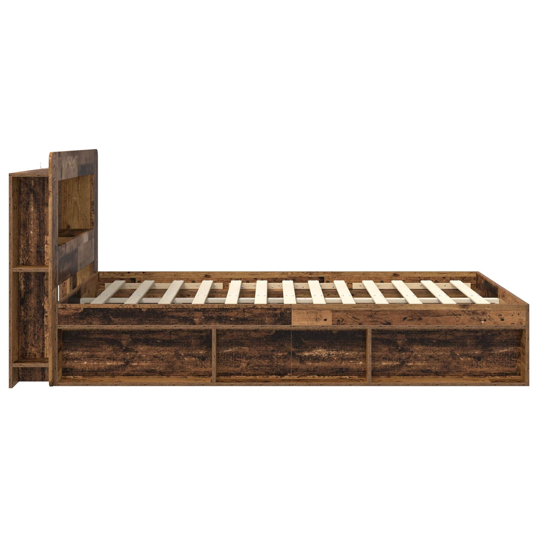 Sengestel med opbevaring Gammelt træ 135 x 190 cm