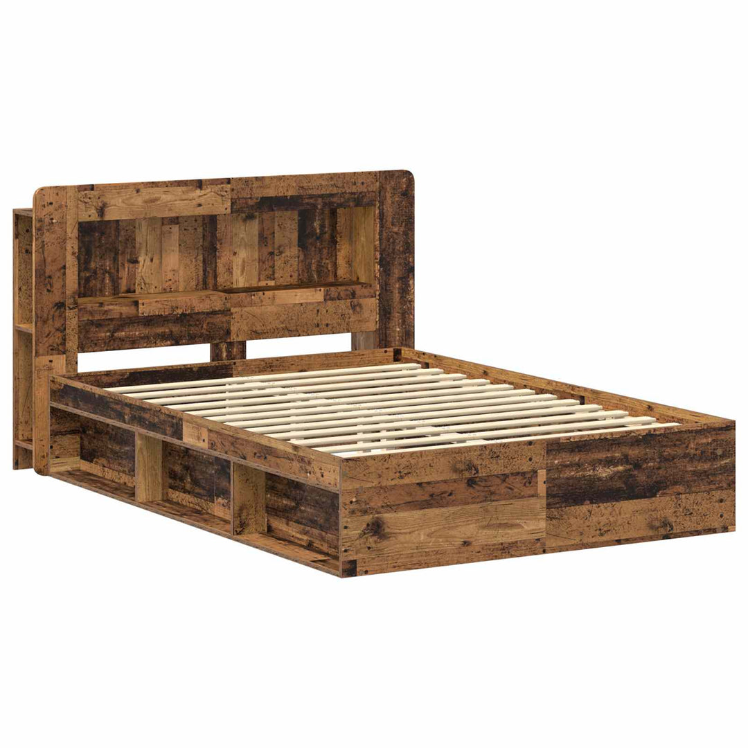 Sengestel med opbevaring Gammelt træ 140 x 190 cm