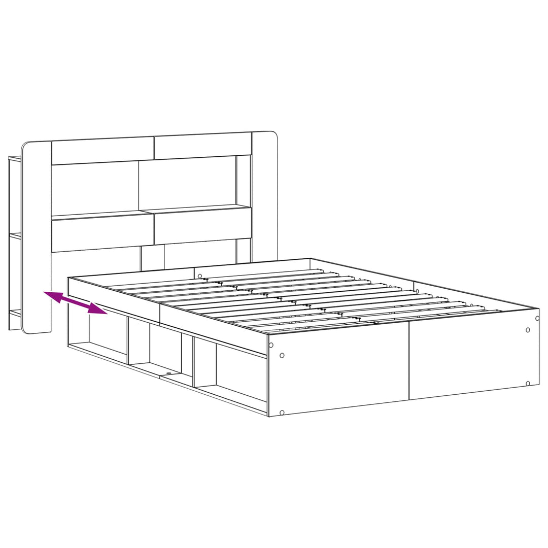 Sengestel med opbevaring Røget eg 140 x 190 cm Konstrueret træ