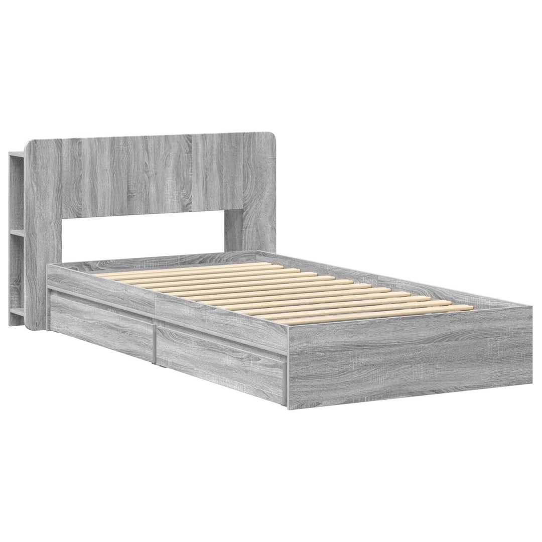 Sengestel med opbevaring Grå Sonoma 75 x 190 cm Konstrueret træ