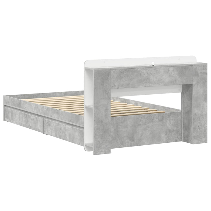 Sengestel med opbevaring Betongrå 90 x 190 cm Konstrueret træ