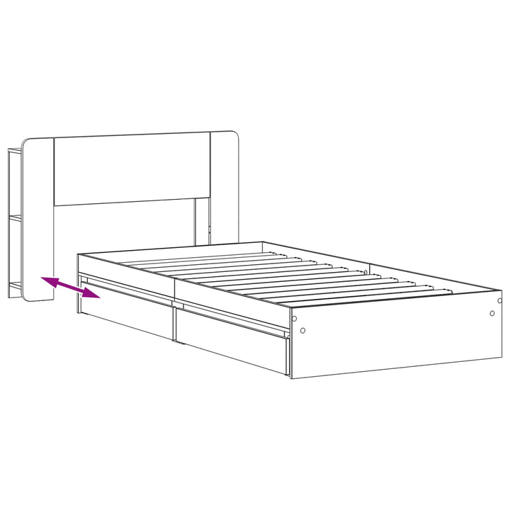 Sengestel med opbevaring Røget eg 100 x 200 cm Konstrueret træ