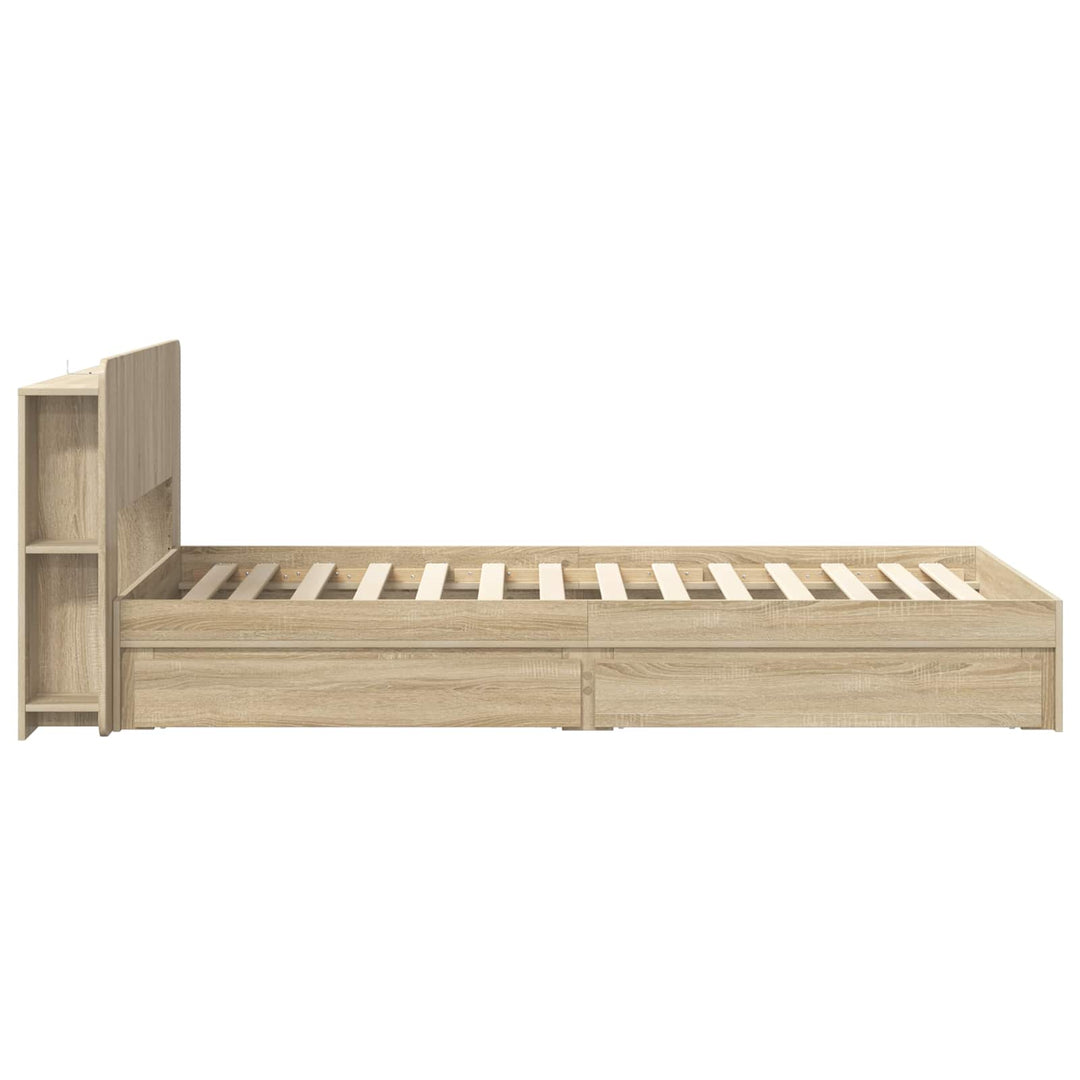 Sengestel med opbevaring Sonoma-eg 100 x 200 cm Konstrueret træ