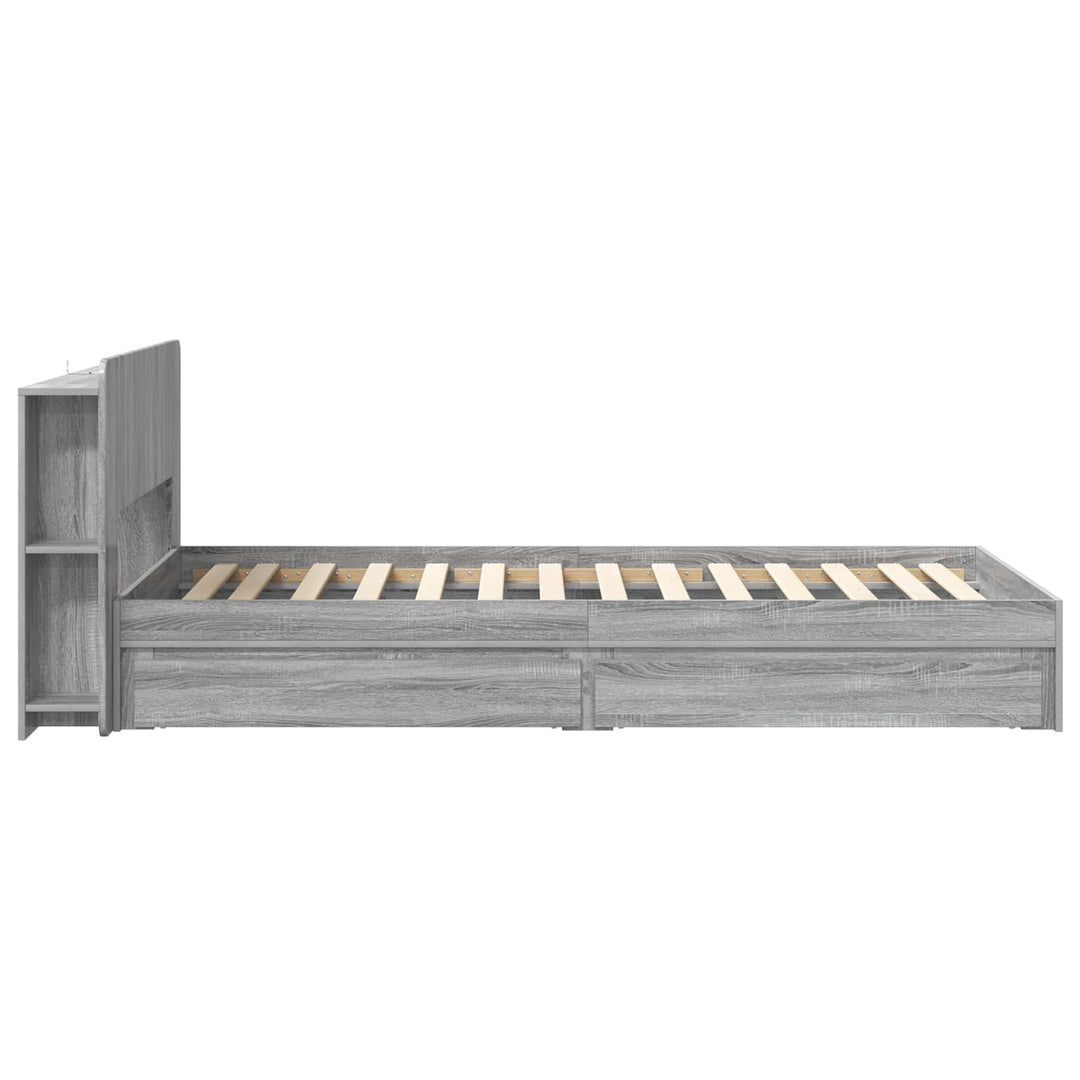 Sengestel med opbevaring Grå Sonoma 90 x 200 cm Konstrueret træ