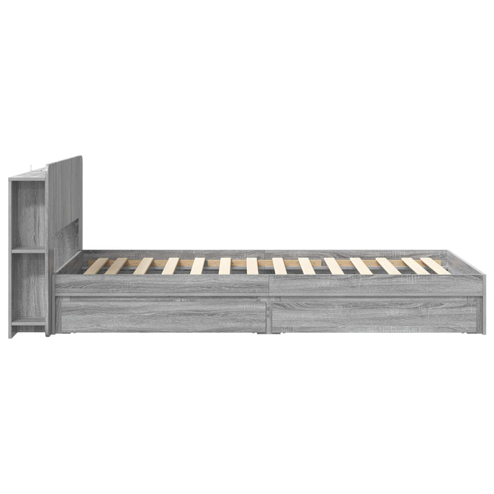 Sengestel med opbevaring Grå Sonoma 90 x 200 cm Konstrueret træ