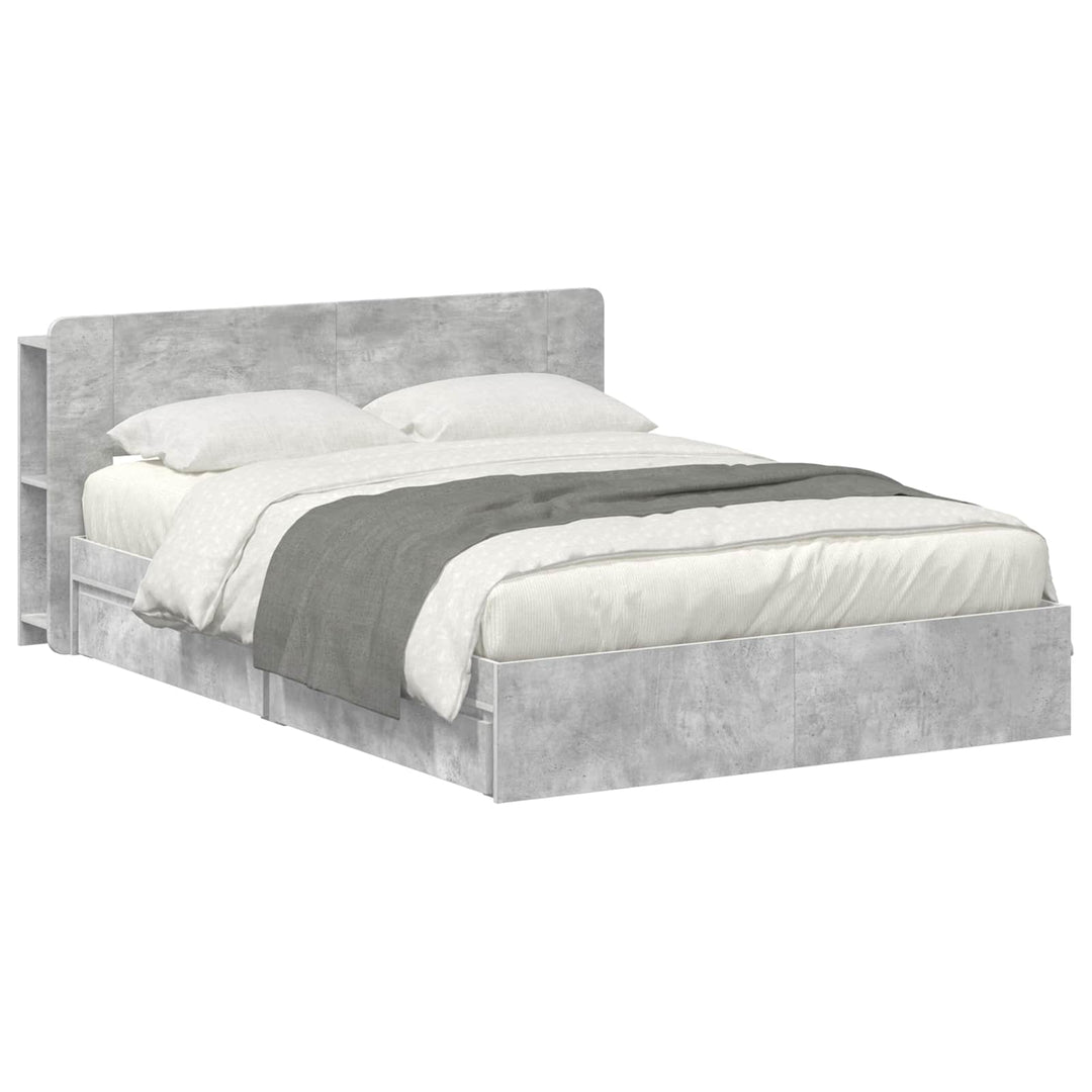 Sengestel med opbevaring Betongrå 150 x 200 cm Konstrueret træ
