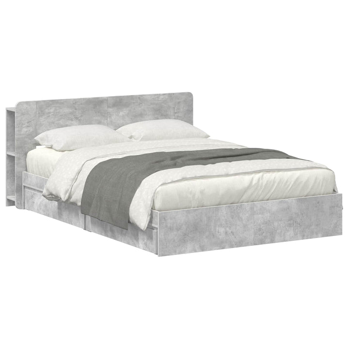 Sengestel med opbevaring Betongrå 150 x 200 cm Konstrueret træ