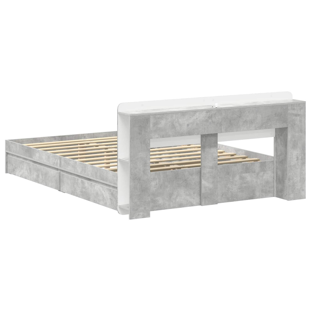 Sengestel med opbevaring Betongrå 150 x 200 cm Konstrueret træ
