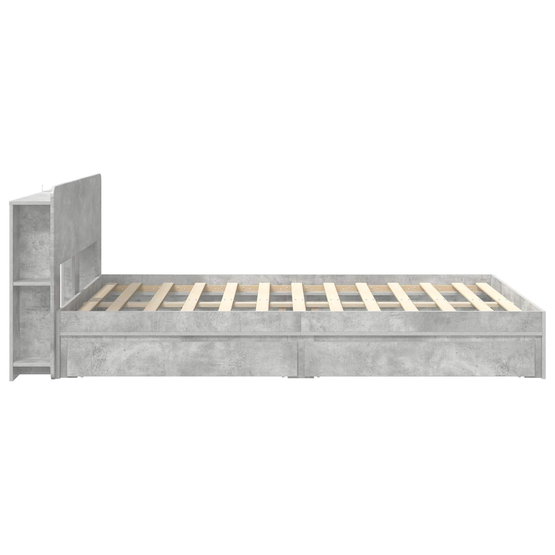 Sengestel med opbevaring Betongrå 150 x 200 cm Konstrueret træ