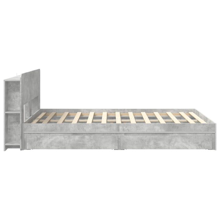 Sengestel med opbevaring Betongrå 150 x 200 cm Konstrueret træ