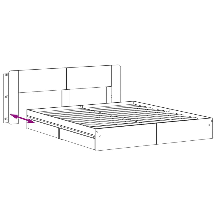 Sengestel med opbevaring med skuffe Grå Sonoma 200 x 200 cm