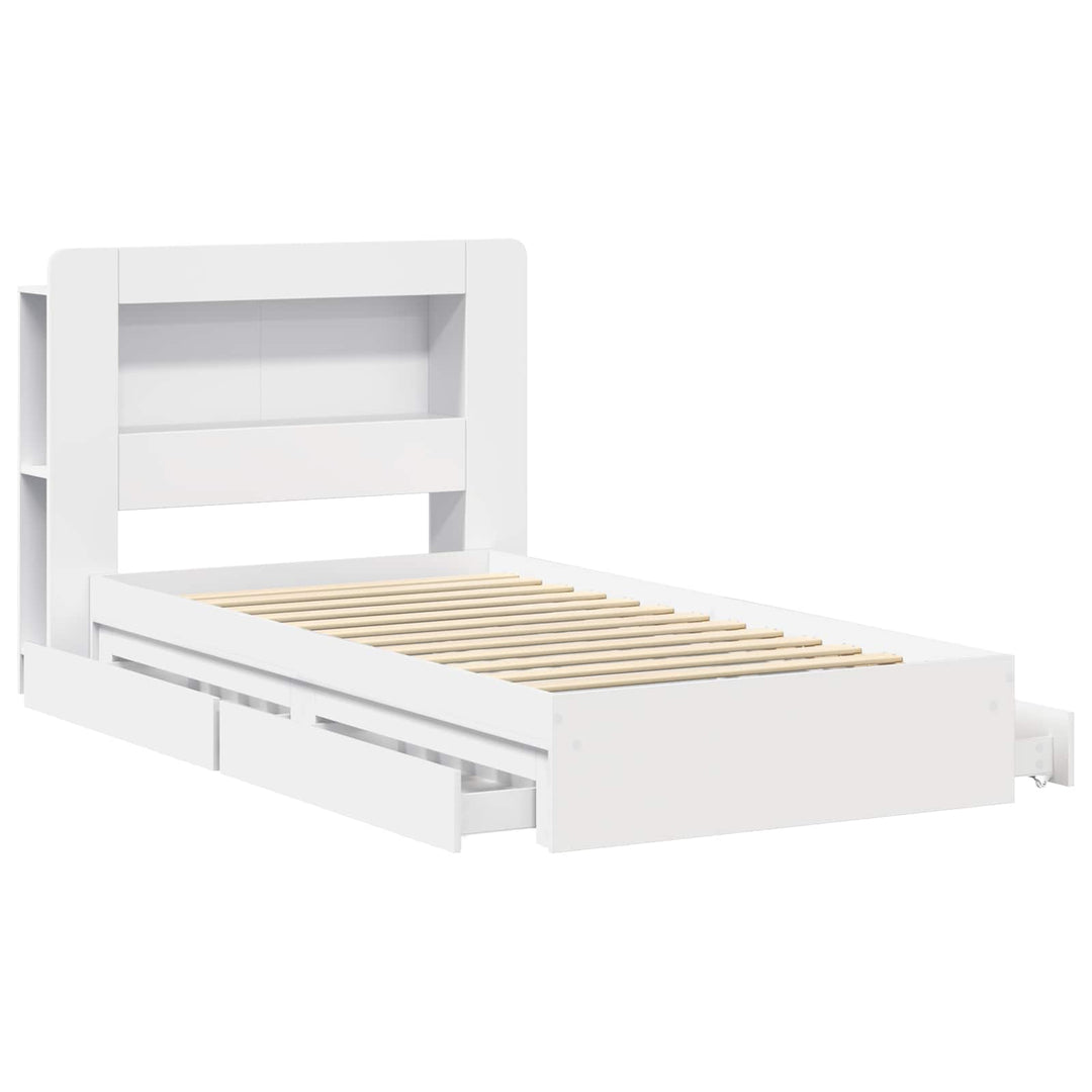 Sengestel med opbevaring Hvid 80 x 200 cm Konstrueret træ