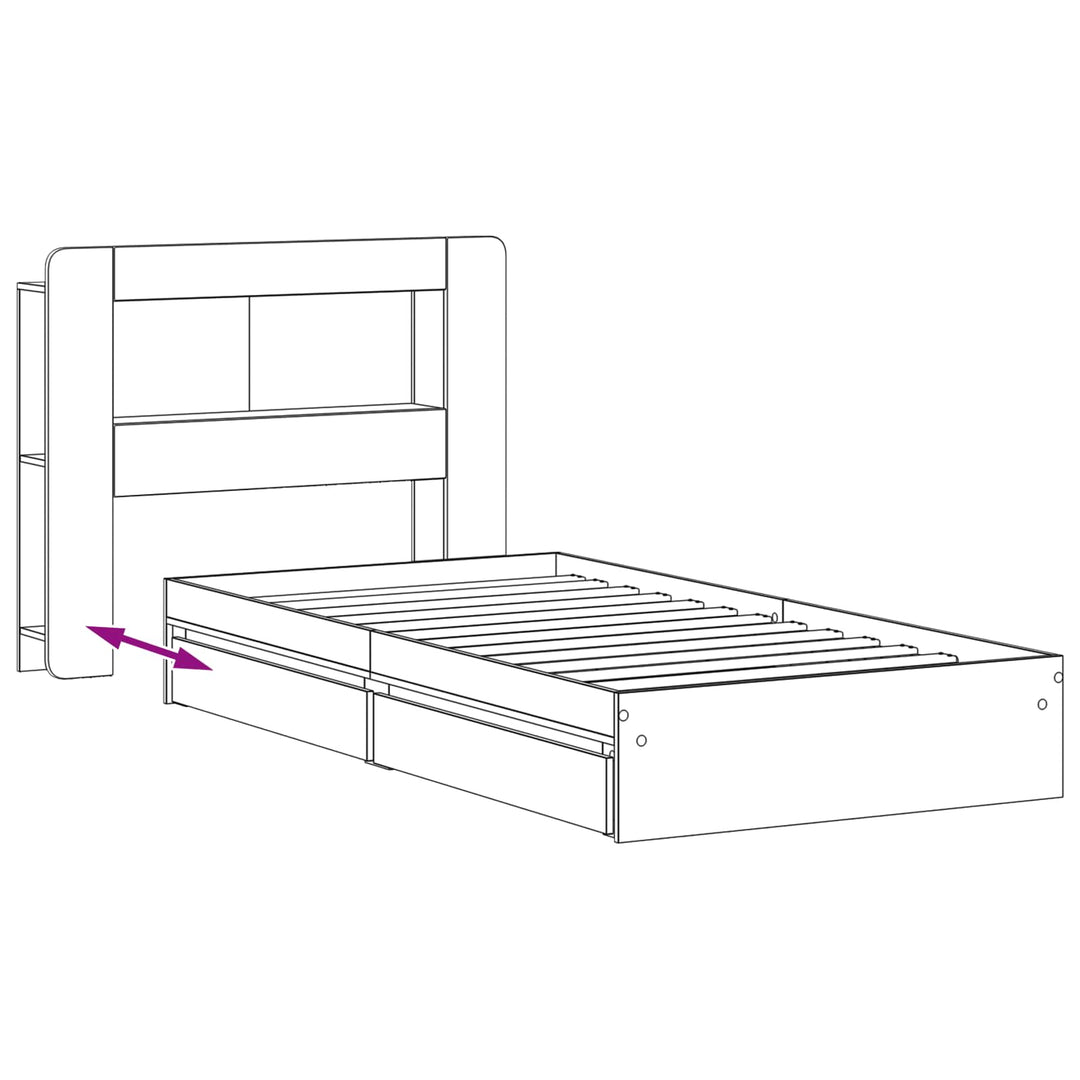 Sengestel med opbevaring Hvid 80 x 200 cm Konstrueret træ