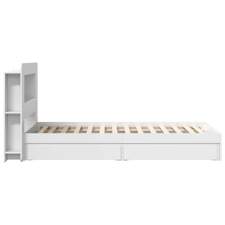 Sengestel med opbevaring Hvid 80 x 200 cm Konstrueret træ