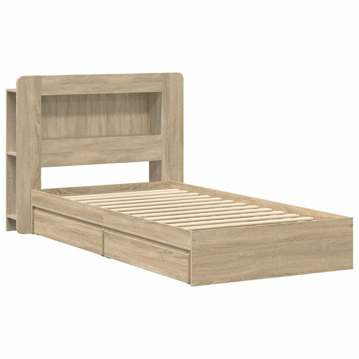 Sengestel med opbevaring Sonoma-eg 100 x 200 cm Konstrueret træ