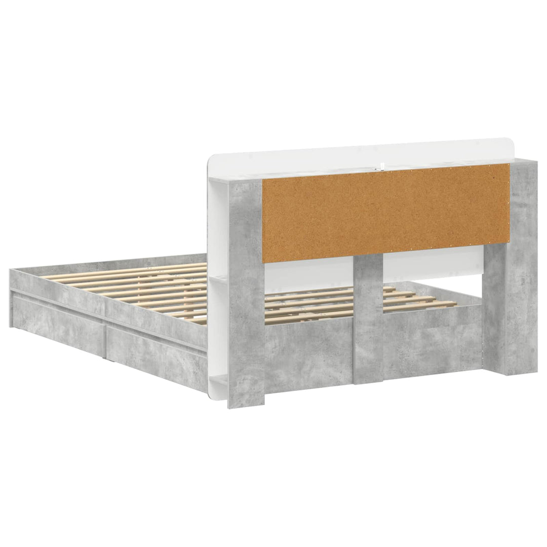 Sengestel med opbevaring Betongrå 150 x 200 cm Konstrueret træ