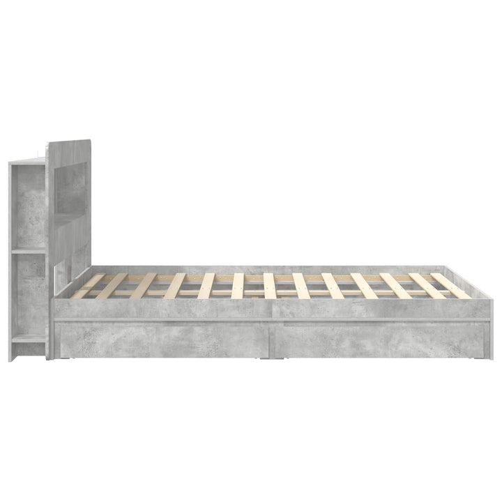 Sengestel med opbevaring Betongrå 150 x 200 cm Konstrueret træ