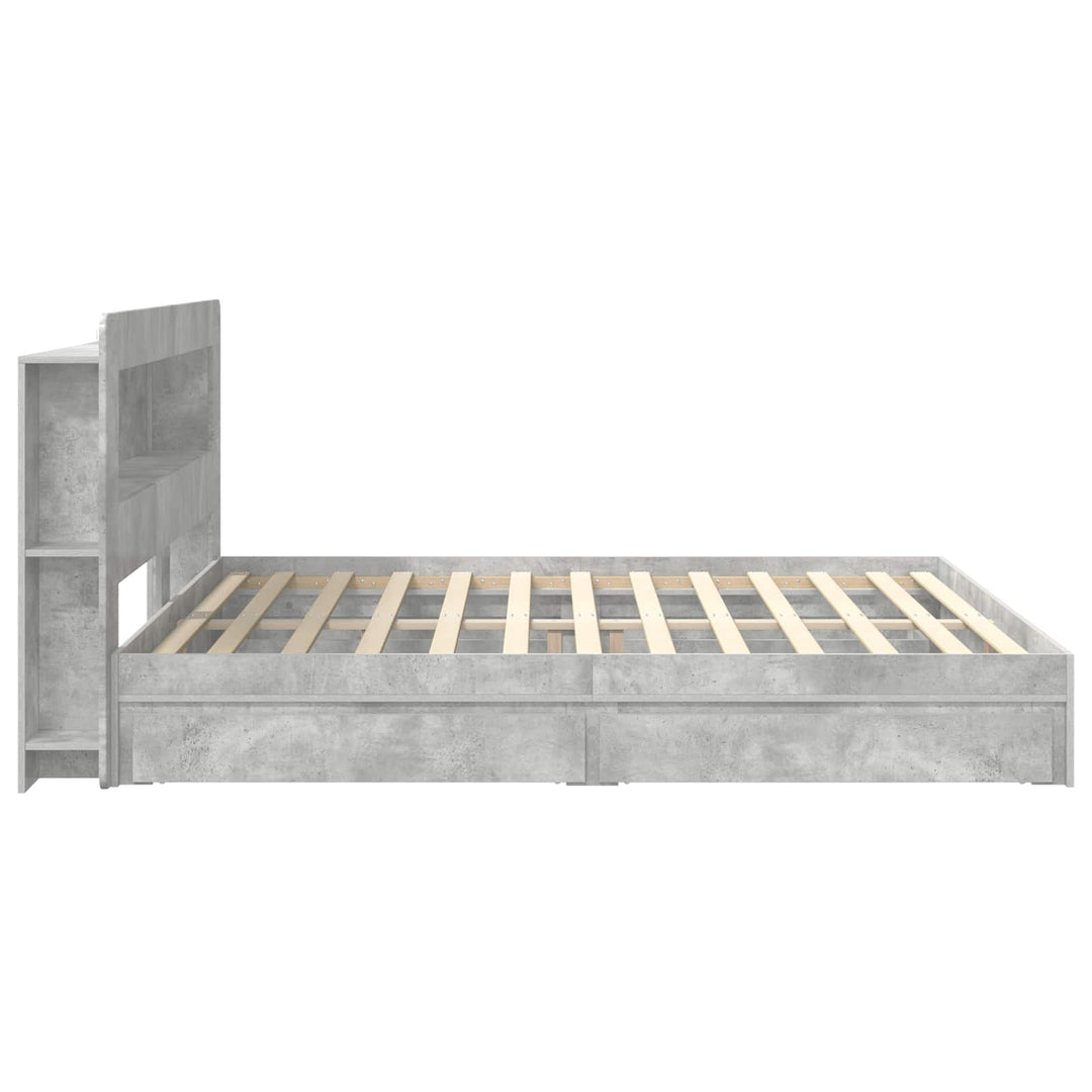 Sengestel med opbevaring Betongrå 200 x 200 cm Konstrueret træ