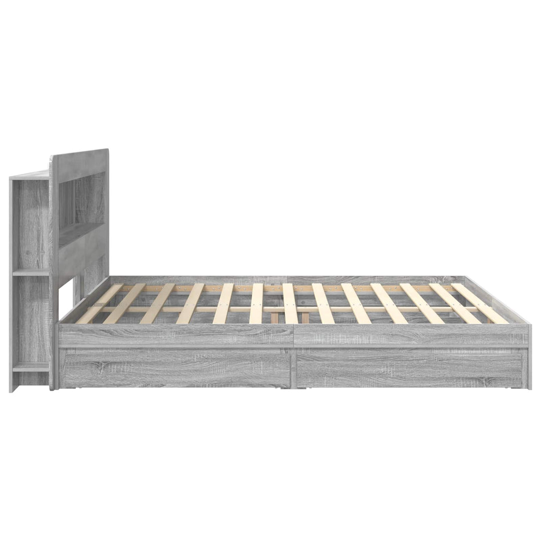 Sengestel med opbevaring med skuffe Grå Sonoma 200 x 200 cm