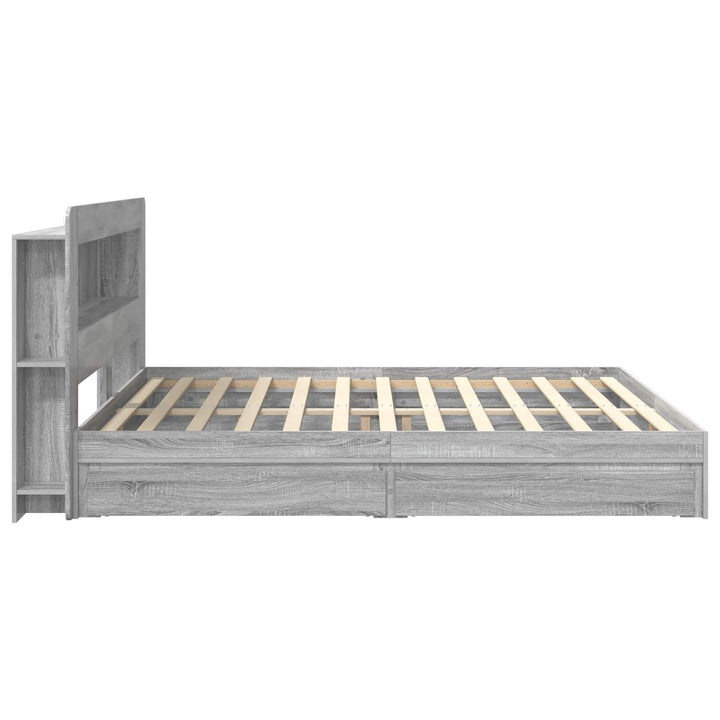 Sengestel med opbevaring med skuffe Grå Sonoma 200 x 200 cm