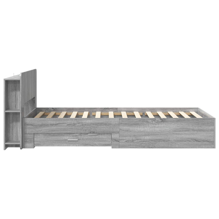 Sengestel med opbevaring Grå Sonoma 75 x 190 cm Konstrueret træ