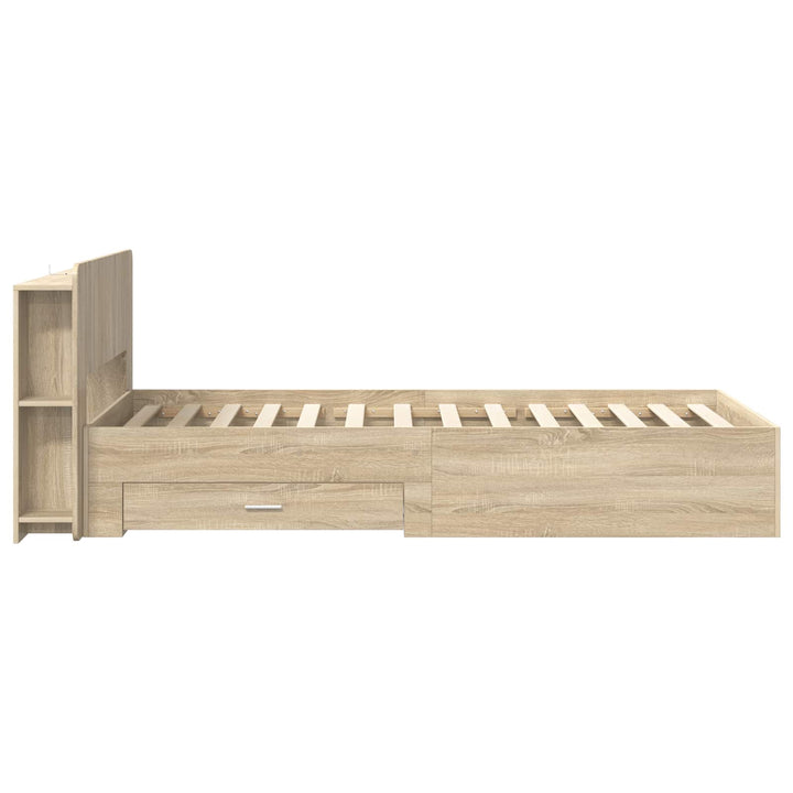Sengestel med opbevaring Sonoma-eg 75 x 190 cm Konstrueret træ