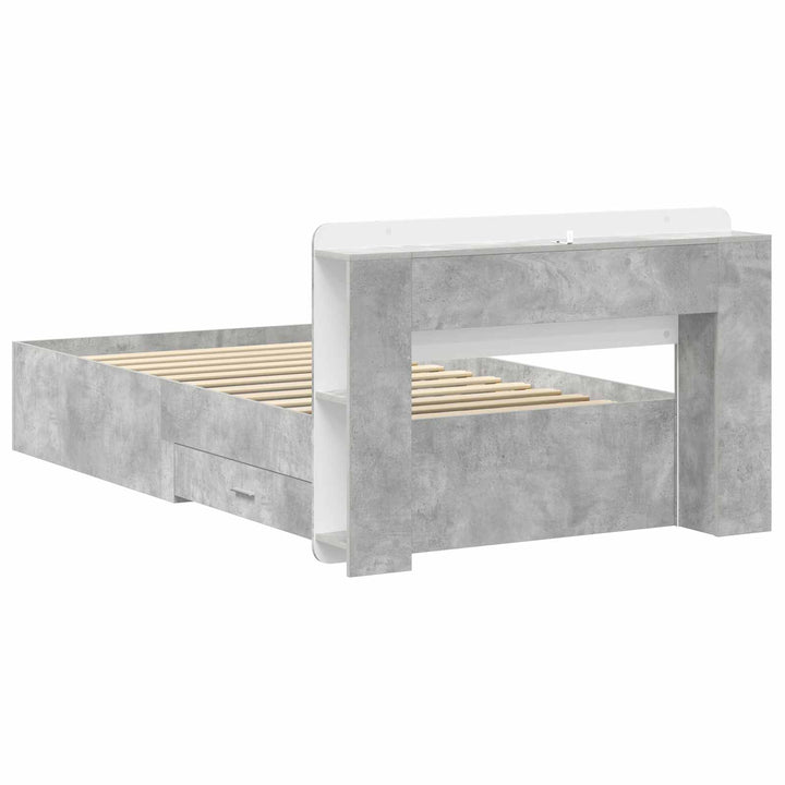 Sengestel med opbevaring Betongrå 80 x 200 cm Konstrueret træ