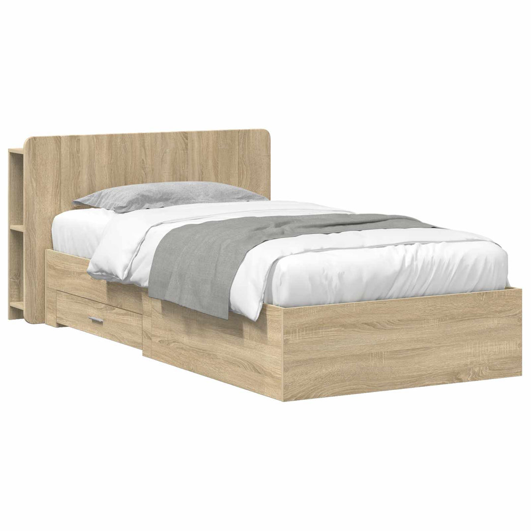 Sengestel med opbevaring Sonoma-eg 80 x 200 cm Konstrueret træ