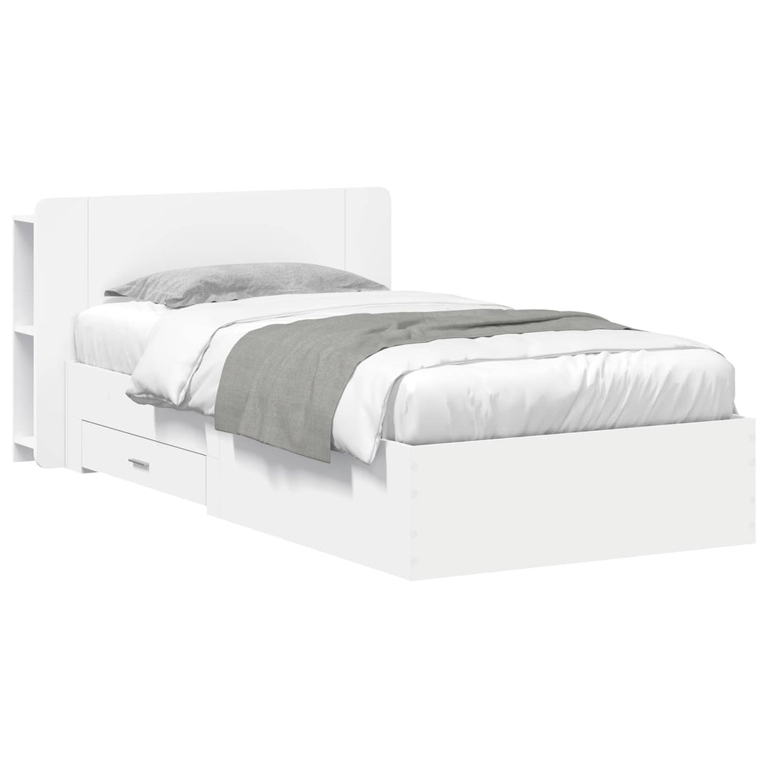 Sengestel med opbevaring Hvid 80 x 200 cm Konstrueret træ