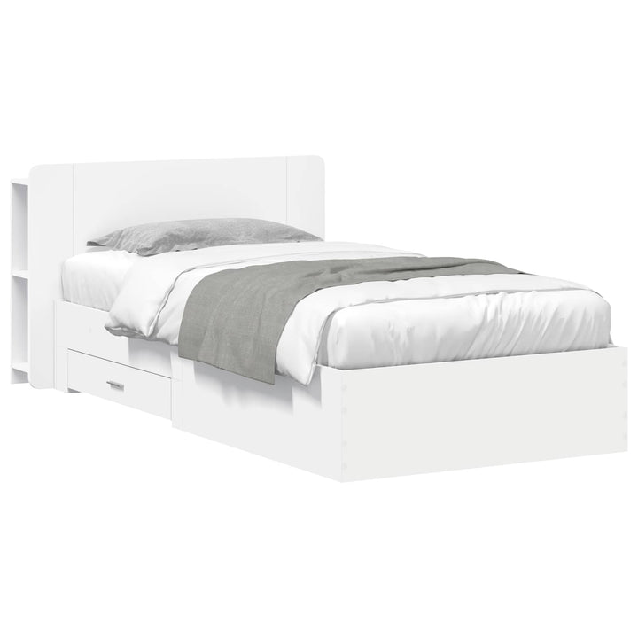 Sengestel med opbevaring Hvid 80 x 200 cm Konstrueret træ